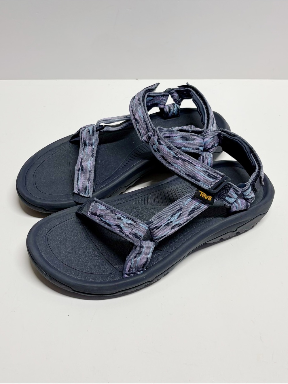 Teva Women's Sandals - Navy Footbed with Patterned Lavender Straps